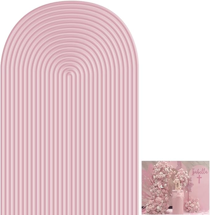 2D Printed Ripples Party Arch Covers Arched Backdrop Cover Stretchy Cover for Party Decoration Round Top Frame Spandex Cover (Pink Cover456,5x2.2ft)