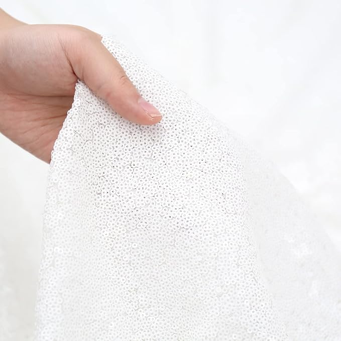 Poise3EHome White Sequin Backdrop, 20Ft x 10Ft Glitter Photography Background Curtains for Party Baby Shower Wedding Birthday Christmas Thanksgiving Halloween Decoration