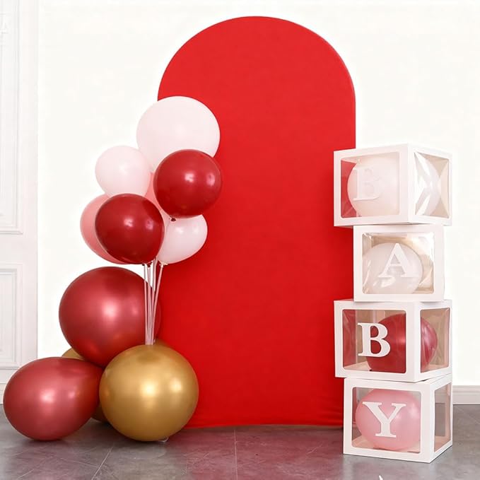6FT Red Arch Cover, Spandex Arch Backdrop Cover for Wedding Party Birthday Decor, Christmas Arch Cover for Festival Decoration