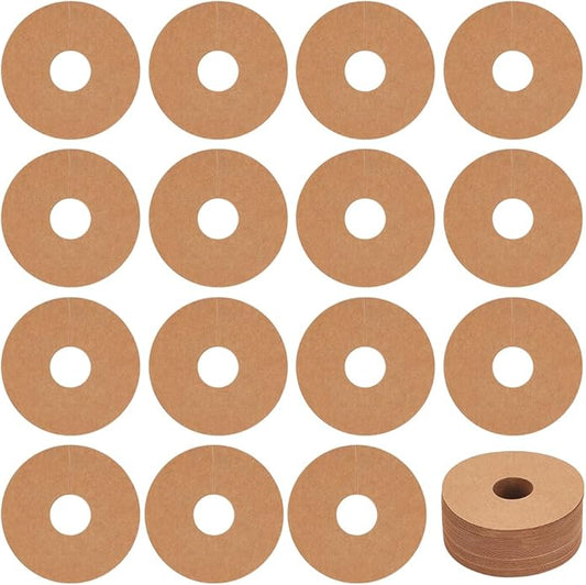 FINGERINSPIRE 150 Pcs Drink Name Tags for Wine Glasses Paper Wine Glass Marker Blank Wine Glass Charm 70mm Round Brown/White Cocktail Champagne Tag Identification Marker for Party Guest