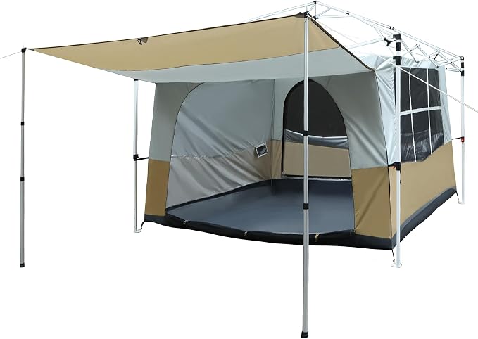 REDCAMP Cube Inner Tent for 10'x10' Pop Up Canopy - 118" L x 118" W x 78" H, Converts Straight Leg Canopy into Camping Tent, Fully Vented Roof, 4-6 Person Khaki (Frame/Shelter NOT Included)