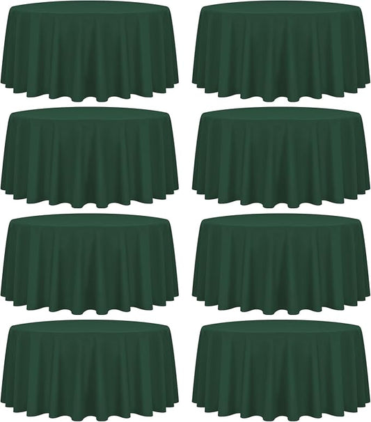 fani 8 Pack Polyester Round Tablecloth 90 Inch Hunter Green Circular Tables Cloth, Stain and Wrinkle Resistant Washable Round Table Cover for Wedding Party Kitchen Dining Table Buffet Parties Camping