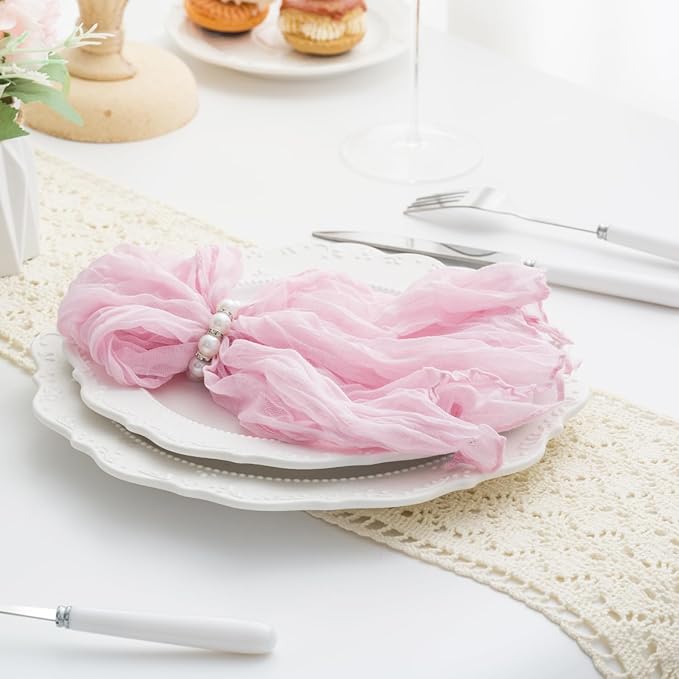 100 Pack Light Pink Cloth Napkins 21x21 Inches Light Pink Cheesecloth Napkins Set of 100 Washable Dinner Table Napkins for Wedding Summer Bridal Baby Shower Rustic Boho Cotton Gauze Party Table Decor