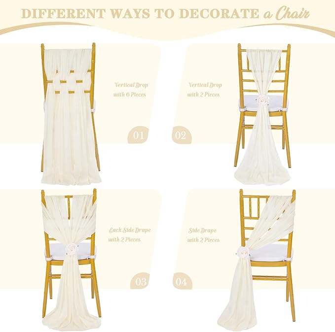 Beige Chiffon Table Runner Sheer: 10 Pieces 14x120 Inches Wedding Table Runners - 10ft Soft Fabric for Daily Dining Bridal Baby Shower Decorations
