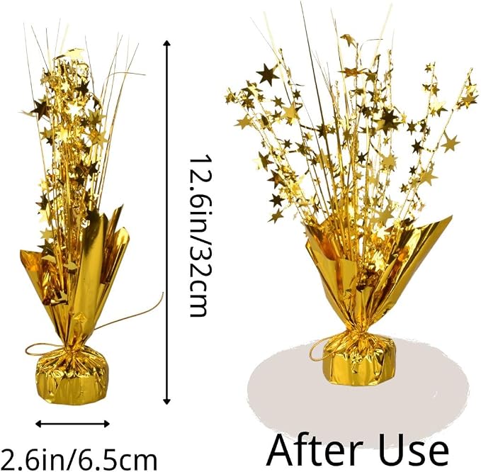 6 Pack Metallic Foil Spray Centerpiece Star Table Decoration Burst Table Centerpieces for Birthday Wedding Anniversary Graduation Holiday Party Supplies Decor, Gold
