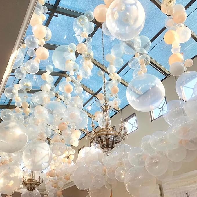 412pcs Clear Balloon Garland Arch Kit 18 12 10 5 Inch Different Sizes Matte Latex Crystal Transparent Balloons for Baby Shower Birthday Wedding Graduation Anniversary Party Decoration