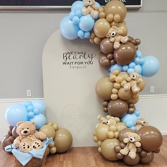 Brown Balloons, 18/12/10/5 In Retro Dark Brown Balloon Garland Arch Kit Different Sizes, Chocolate Coffee Caramel Mocha Helium Latex Balloons for Teddy Bear Birthday Boho Baby Shower Party Decorations