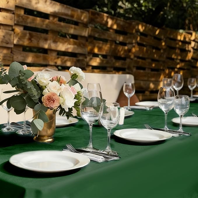12 Pack Hunter Green Tablecloth 60x102 Inch Rectangular Table Cover | Wrinkle Resistant, Machine Washable Reusable, Wedding, Banquet, Restaurant, Party, Baby Shower,Indoor Outdoor Events