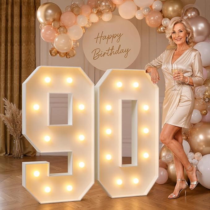 imprsv 4FT Marquee Numbers 90,DIY Light Up Numbers for 90th Birthday Decorations, Party Decorations,Anniversary Party Decor,Mosaic Number for Balloons Number 90,Pre-Cut Foam Board Kit