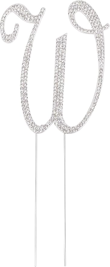 LOVENJOY Gift-Boxed 3.7" Rhinestone Letter W Cake Topper Initial