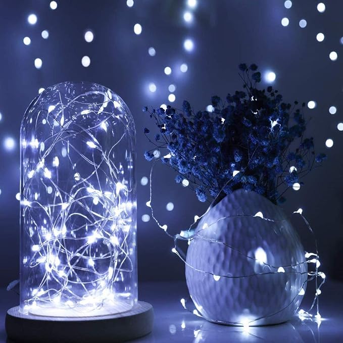 50 LED Fairy Lights with Timer, 6 Pack 8.2Ft 8 Modes Battery Operated Fairy Lights, Mini Led String Lights for DIY Wedding Bedroom Mason Jar Vases Table Party Christmas Decoration (Cool White)