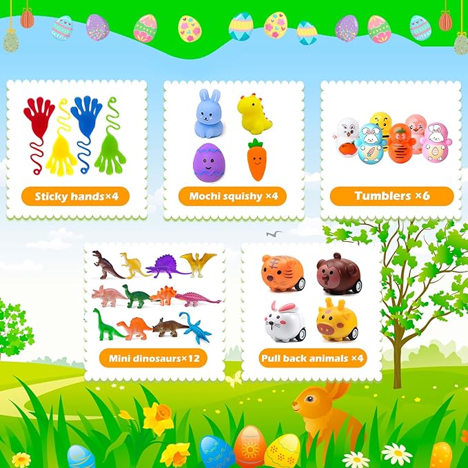 GOAUS Easter Egg Fillers Party Favors for Kids, 60 Pcs Small Toys Prizes Bulk, Goodie Bags Stuffers, Treasure Box Toys for Classroom, Prize Box Birthday Goody Bag