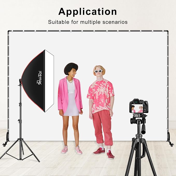 7x10ft White Photo Backdrop with Stand,Movable Photography Backdrop Stand Kit with Wheels and White Screen Backdrop Background for Photo Shooting,Video Recording，Events, Party