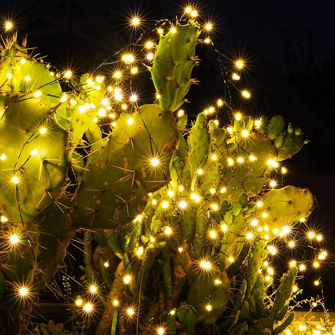 Firecracker Fairy Lights Plug in,2 Pack 20ft 200LEDs Green Wire Cluster String Lights,8 Modes Remote Twinkle Light for Outdoor Indoor Garden Bedroom Christmas Tree Holiday,Warm White