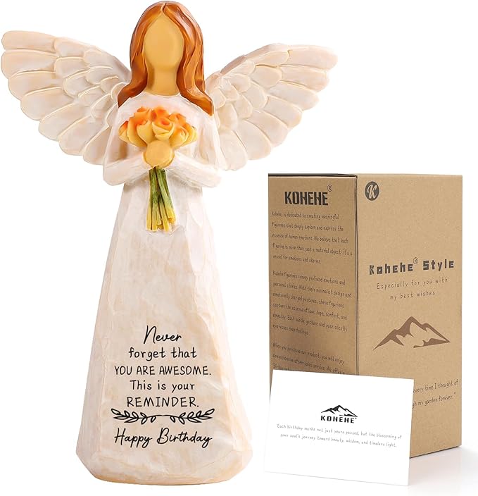 Kohehe Birthday Gifts for Women,5.5'' Angel Figurine for Birthday Party Decorations,Unique Happy Birthday Gift for Mom,Sister and Best Friend