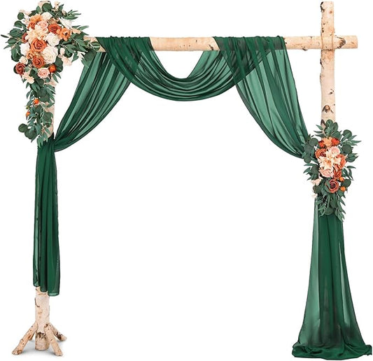Wedding Arch Draping Fabric,1 Panel 28" x18ft Emerald Green Wedding Arch Drapes for Ceremony Sheer Chiffon Fabric Drapes Arbor Drapery Decorations for Reception Party