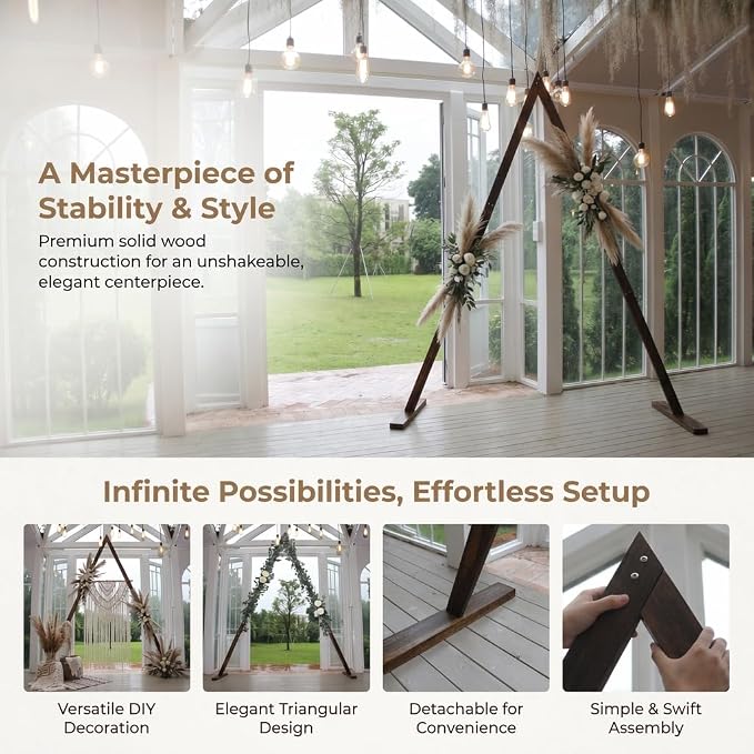 THORISE 7.87FT Wooden Wedding Arch, Wood Arch for Wedding Ceremony Gorgeous Arbor Backdrop Stand for Garden Parties