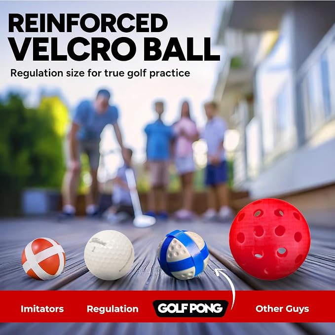 Golf Pong Game Set, Jumbo Backyard Lawn Game, Portable Indoor-Outdoor Chipping Golf Gift for Men, Women & Family Plus Club