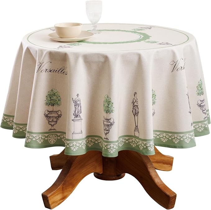 Maison d' Hermine Table Cloth Round Table 100% Cotton 69 Round Inches Tablecloth Reusable Decorative for Dining Kitchen Room Farmhouse Party Home Hotel Restaurant Spring Summer - Jardin Du Roy