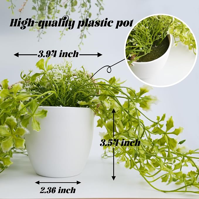 3 Packs 13" Fake Hanging Plants with White Pots for Wall Decor | Artificial Mandala Vine, Indoor/Outdoor Use, for Home Bathroom Bedroom Office Decor, Easy to Clean, Lifelike Appearance