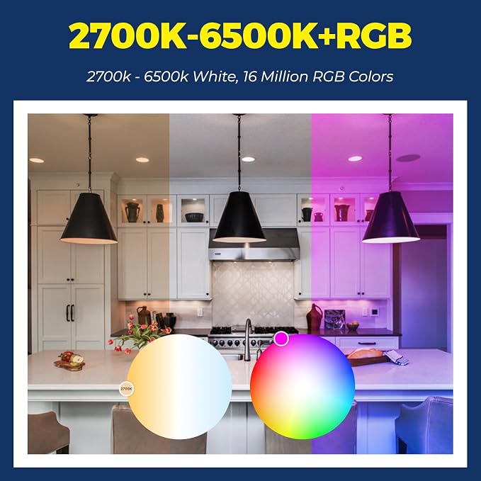 Lightinginside Smart Light Bulbs 100W Equiv., 1350LM 11W Smart Bulb Works with Alexa/Google Home/SmartLife, A19 E26 RGBCW Color Changing Bulbs, No Hub Required, 2.4G WiFi & BLE Bulb, ETL Listed, 1PC