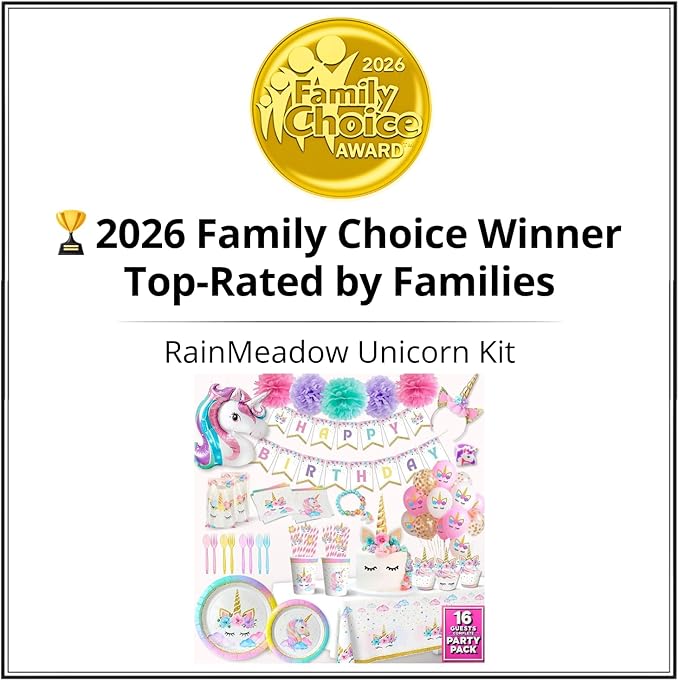 152 Pc Unicorn Birthday Decorations for Girls, Complete Party Supplies Kit | 2026 Family Choice Award winner – plates, napkins, cutlery, straws, pom-poms, balloons, banner, headband, bracelet & more