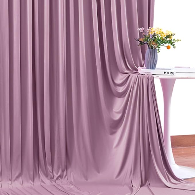 10x12 Dusty Pink Backdrop Curtains for Wedding Party Wrinkle Free Backdrops Curtain Drapes Fabric Decorations Photo Back Drop Cloth for Baby Shower Photography Stage Reception 5ft x 12ft,2 Panels