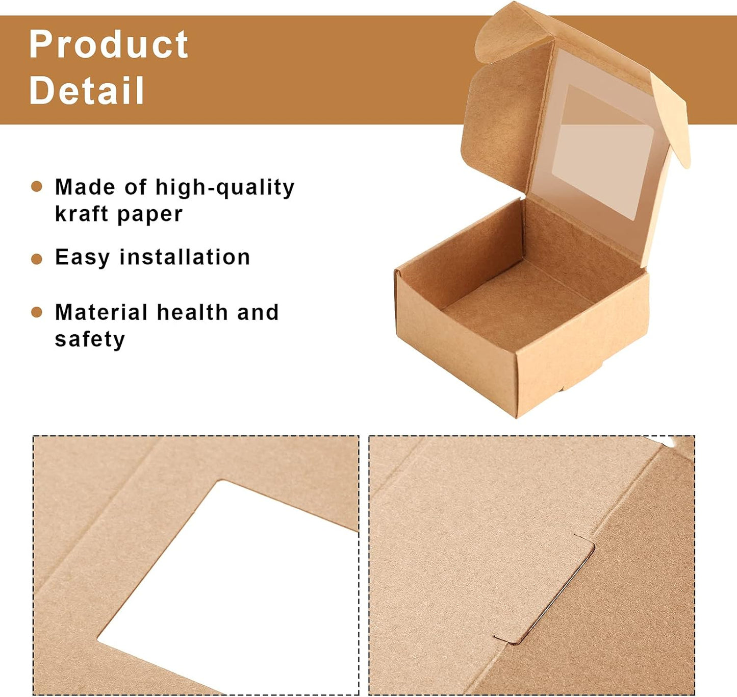 Zonon 30 Pcs Soap Boxes for Homemade Packaging, Mini Kraft Treat Boxes with Window for Bakery Candy Soap Making Gift Packaging(2.56 x 2.56 x 1.18 Inch,Brown)