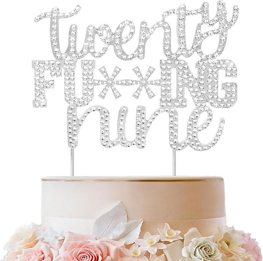 LINGTEER Happy 29th Birthday Funny Silver Rhinestone Cake Topper - Cheers to 29 Years Old,Happy 29th Birthday Cake Centerpieces Topper Decorations Gift Sign.