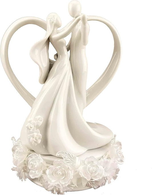 Wedding Collectibles Iridescent Rose Pearl and Heart Wedding Cake Topper
