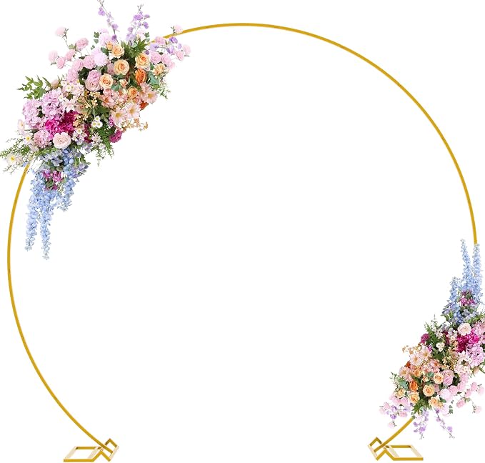 Putros Round Backdrop Stand 9.2ft, Circle Balloon Arch Frame, Metal Round Arch, Gold Circle Backdrop Stand for Wedding, Birthday Party, Anniversary, Bridal Ceremony, Graduation Decoration