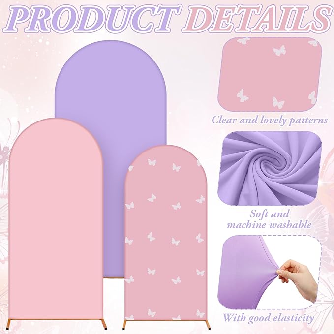 Foilswirl 34 Pcs Butterfly Baby Shower Decorations for Girls a Little Butterfly Is on The Way Party Arch Backdrop Cover 4ft 5ft 6ft Spandex Arch Backdrop Cover with Balloons for Girl Birthday Decor