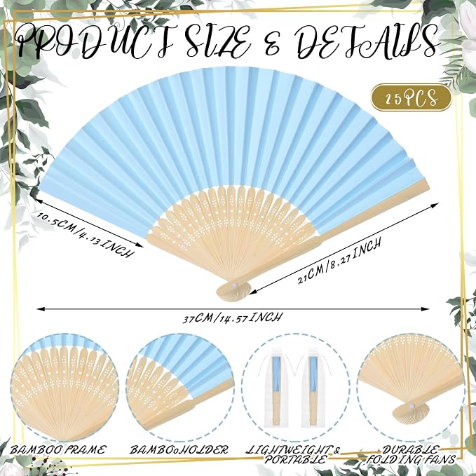 Hoteam 25 Sets Wedding Party Favors for Guests Bulk Including Can Cooler and Paper Folding Fans with Wedding Decor Table Sign Cheers to Love for Bridal Shower Party Souvenir(Classical,Blue)