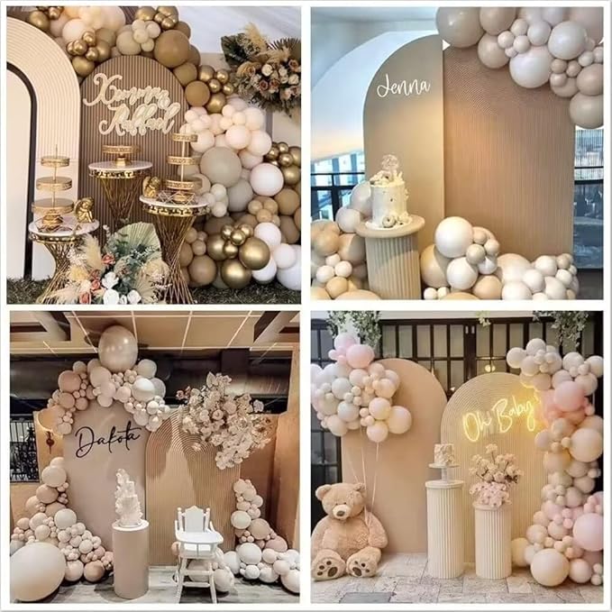 KONPON Brown Ripples Arched Frame Fabric Cover for Birthday Partied Double-Sided Stretchy Chiara Backdrops Arched Wall Stands Covers Arch Backdrop Cover 3x6.5ft