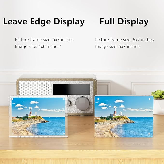 Mini Picture Frame 5x7 inch Clear Acrylic Magnetic Photo Business Card Frame 20mm Thick Double Sided Wallet Size Desktop Display Frames for Office Home Decor Photos Cards (5"x 7", 1pcs)