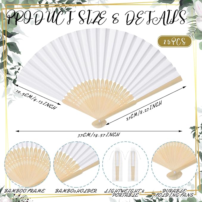 Hoteam 25 Sets White Wedding Party Favors for Guests Bulk Including Can Cooler and Paper Folding Fans with Wedding Decor Table Sign Cheers to Love for Bridal Shower Party Souvenir(Classical)