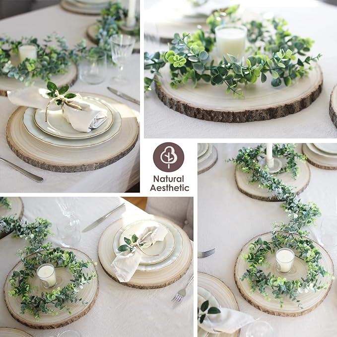 4Pcs 12-14Inch Natural Large Wood Slices for Centerpieces for Tables, Rustic Wooden Slabs, Rounds DIY Craft, Wedding Party Décor, Unfinished Wood Discs (4pcs X-Large (12"-14"))