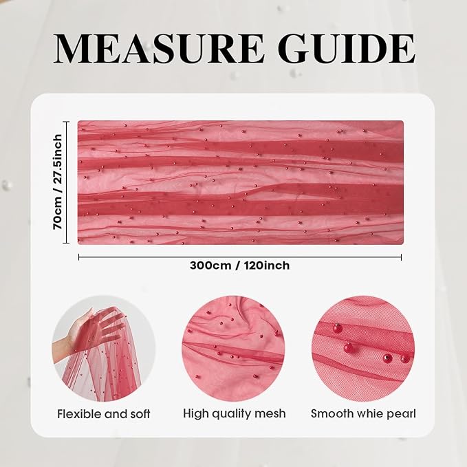 Artoid Mode 3PCS Pearl Red Gauze Table Runner 120 Inch 10FT, Seasonal Sheer Dining Holiday Wedding Birthday Baby Shower Table Decor for Home Party