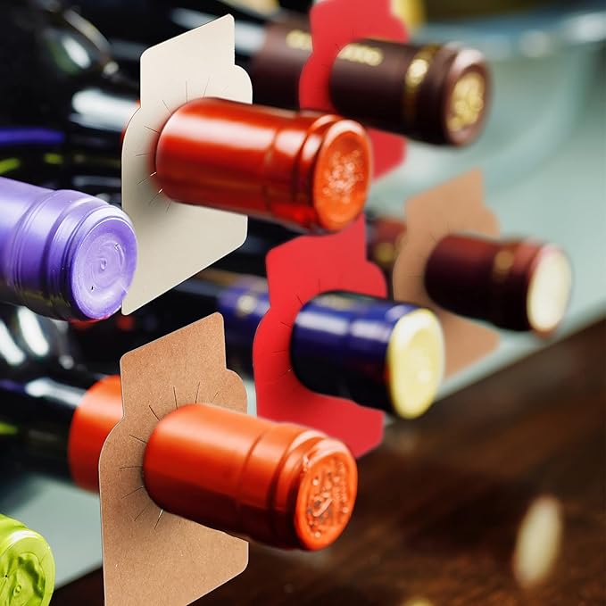 300 Pcs Wine Bottle Tags for Cellar Collection Reusable Wine Cellar Labels Hanging Double Sided Storage Racks Custom for Name, Year, Notes, Red White Brown, 2.25 x 3.5 Inch