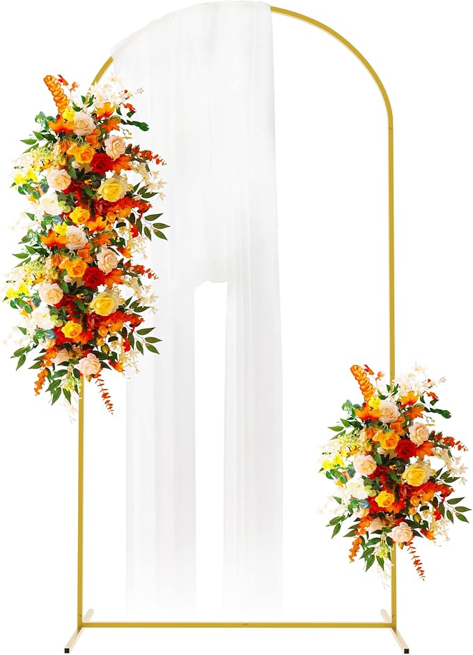 Putros Arch Backdrop Stand, 6.6ft, Metal Wedding Arch Stand, Gold, Arched Background Frame for Birthday Party, Baby Shower, Graduation, Photography Decoration