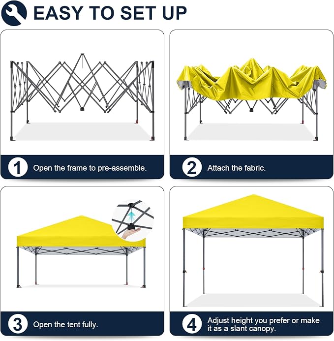 COOSHADE Durable Easy Pop Up Canopy Tent 10x10Ft, Light Yellow