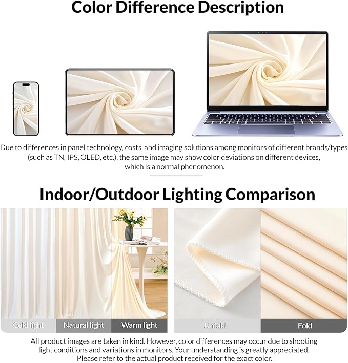 10x10 Champagne Backdrop Curtain for Parties Wedding Baby Shower Wrinkle Free Photo Curtains Backdrop Drapes Fabric Decoration for Bridal Shower 5ft x 10ft,2 Panels