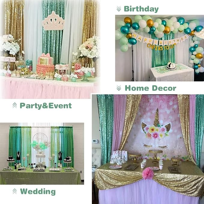 Eternal Beauty Mint Green Sequin Backdrop, 20x10 Ft Glitter Background Curtains for Shimmer Photography Party Wedding Birthday Back Drop Decor