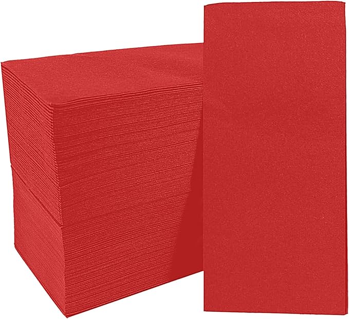 200 Pack Gzfunteng Linen-Like napkins disposable Red and White, 12" × 17" Paper Napkins, Durable and Absorbent Guest Hand Towels for Bathroom, Kitchen, Powder Room or Event