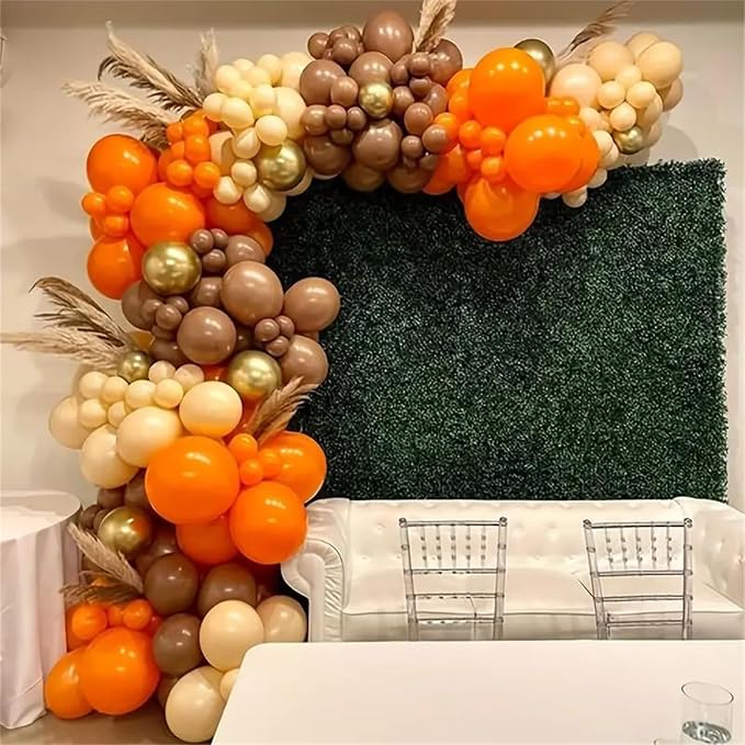 Fall Party Decoration Balloon Arch Kit, Orange Burgundy Brown Beige White Balloons with Maple Leaves Pumpkin Foil Balloons Garland for Thanksgiving Autumn Harvest Birthday Baby Shower Decor Supplies