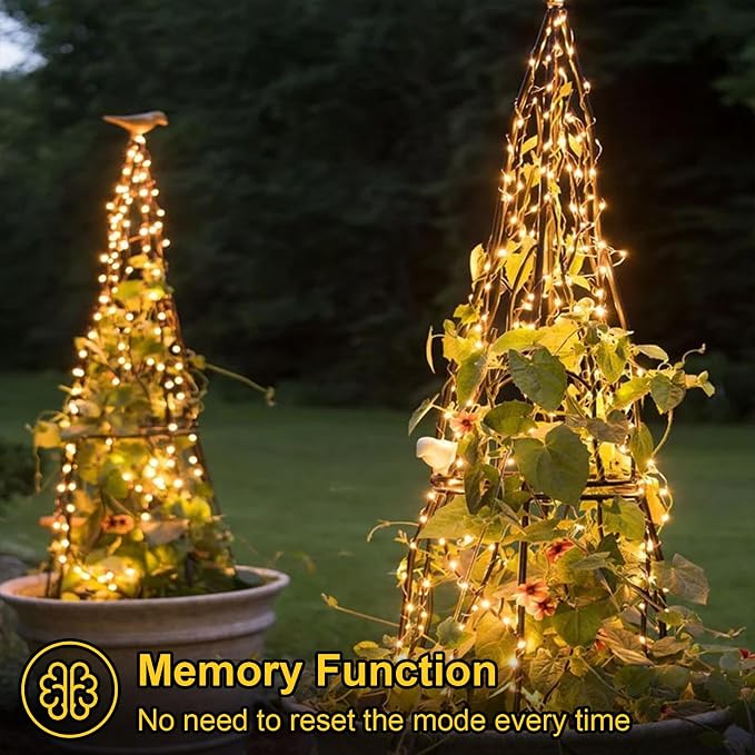 QITONG Solar Fairy Lights, 4 Pack Each 33ft 100 LED Warm White Christmas Light Outdoor Waterproof, 8 Modes Silver Wire Twinkle Mini Lights