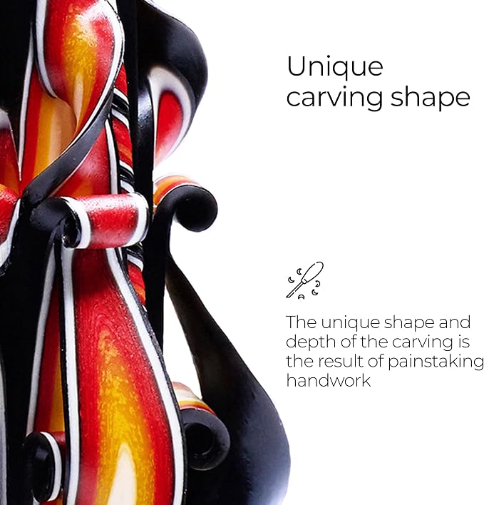 Carved Candles - Handmade Decorative Large Candle – Tall Long Burning Cute Spiral Candles for Women – Table Candle for Home Decor, Cozy Cottage Core Gift - Christmas Gift for Mom - Black