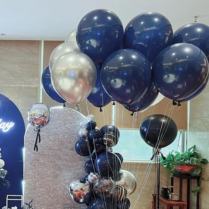 412pcs Navy Blue Balloons Garland Arch Kit 18 12 10 5 Inch Different Sizes Latex Balloons for Shower Christmas Birthday Festival Happy Blue Theme AnniversaryWedding Jungle Safari Decorations