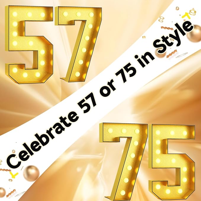 Light Up Numbers 75, 4FT Marquee Light Up Numbers Gold Big Number for Party Large 75 Marquee Mosaic for 75th Birthday, Giant Number Pre-Cut Foam Board Kit for Anniversary