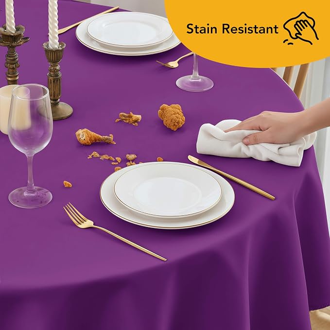 10-Pack Purple Round Tablecloths, 70 Inches, Stain-Resistant Polyester for 3-4 Ft Round Tables - Washable Table Covers for Weddings, Banquets, Birthday Parties, Events